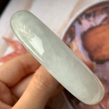 56.7mm A-Grade Natural Light Green Jadeite Modern Round Bangle No.151895