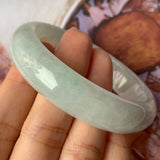 56.7mm A-Grade Natural Light Green Jadeite Modern Round Bangle No.151895