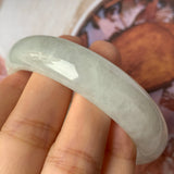 56.7mm A-Grade Natural Light Green Jadeite Modern Round Bangle No.151895