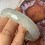 56.7mm A-Grade Natural Light Green Jadeite Modern Round Bangle No.151895
