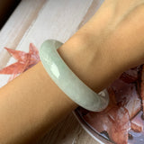 56.7mm A-Grade Natural Light Green Jadeite Modern Round Bangle No.151895