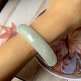 56.7mm A-Grade Natural Light Green Jadeite Modern Round Bangle No.151895