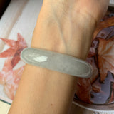 56.7mm A-Grade Natural Light Green Jadeite Modern Round Bangle No.151895