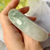 SOLD OUT: 57.6mm A-Grade Natural Light Green Jadeite Modern Round Bangle No.151896