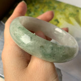SOLD OUT: 57.6mm A-Grade Natural Light Green Jadeite Modern Round Bangle No.151896