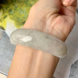 SOLD OUT: 57.6mm A-Grade Natural Light Green Jadeite Modern Round Bangle No.151896