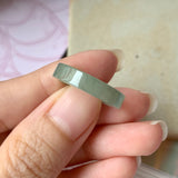 SOLD OUT: 17mm A-Grade Natural Bluish Green Jadeite Ring Band No.162063