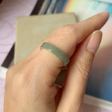 SOLD OUT: 17mm A-Grade Natural Bluish Green Jadeite Ring Band No.162063