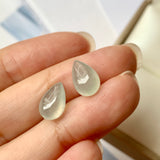 SOLD OUT: 7.25cts Icy A-Grade Natural Bluish Green Jadeite Droplet Pair No.180595