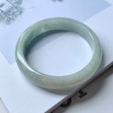 52.9mm A-Grade Natural Light Green Jadeite Modern Round Bangle No.330075