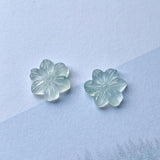 5.25cts Icy A-Grade Natural Floral Jadeite Christmas Flower Pair No.180348