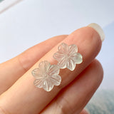 5.25cts Icy A-Grade Natural Floral Jadeite Christmas Flower Pair No.180348