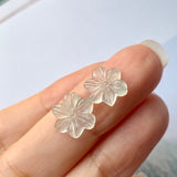 5.25cts Icy A-Grade Natural Floral Jadeite Christmas Flower Pair No.180348
