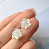 5.25cts Icy A-Grade Natural Floral Jadeite Christmas Flower Pair No.180348