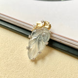 Glassy A-Grade Jadeite Leaf Pendant (Golden Ginkgo) No.171938