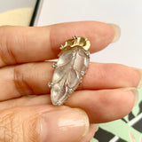 Glassy A-Grade Jadeite Leaf Pendant (Golden Ginkgo) No.171938