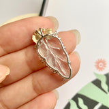 Glassy A-Grade Jadeite Leaf Pendant (Golden Ginkgo) No.171938