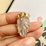 Icy A-Grade Jadeite Leaf Pendant (Golden Ginkgo) No.171939