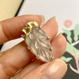 Icy A-Grade Jadeite Leaf Pendant (Golden Ginkgo) No.171939