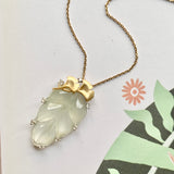 Icy A-Grade Jadeite Leaf Pendant (Golden Ginkgo) No.171939