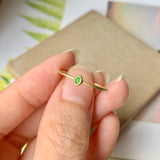 18.4mm Icy A-Grade Natural Apple Green Jadeite MINI.malist Ring No.162137