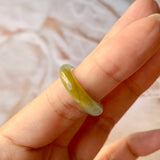 SOLD OUT: 15.1mm A-Grade Natural Yellow Jadeite Joseon Ring (Red Sakura Flower) No.162285