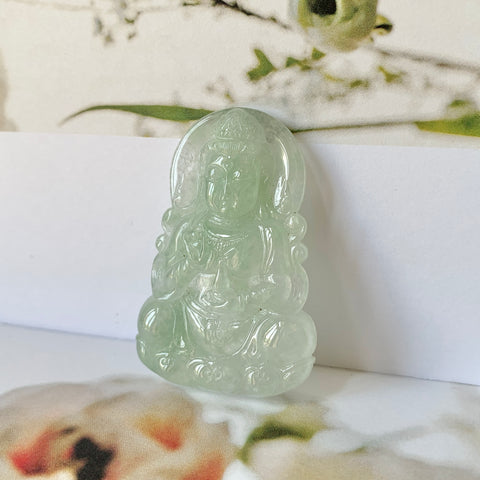 Setting balance A-Grade Natural Jadeite Goddess of Mercy Pendant No.600175