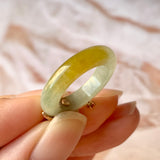 SOLD OUT: 15.1mm A-Grade Natural Yellow Jadeite Joseon Ring (Red Sakura Flower) No.162285