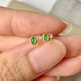 Icy A-Grade Natural Apple Green Jadeite MINI.malist Earring No.180464