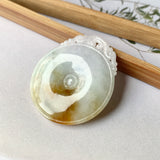 A-Grade Natural Tri-Colour Jadeite Donut with Ruyi Craving Pendant No.171942