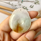 A-Grade Natural Tri-Colour Jadeite Donut with Ruyi Craving No.171942