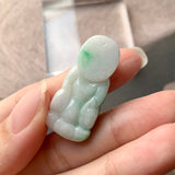 A-Grade Natural Moss on Snow Jadeite Goddess of Mercy Pendant No.170791