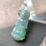 A-Grade Natural Moss on Snow Jadeite Goddess of Mercy Pendant No.171140