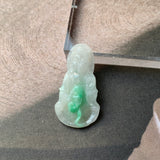 A-Grade Natural Moss on Snow Jadeite Goddess of Mercy Pendant No.170790