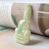 A-Grade Natural Yellow Green Jadeite Buddha Pendant No.600183