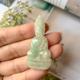 A-Grade Natural Yellow Green Jadeite Buddha Pendant No.600183