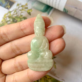 A-Grade Natural Yellow Green Jadeite Buddha Pendant No.600183