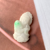 A-Grade Natural Moss on Snow Jadeite Goddess of Mercy Pendant No.600184