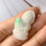 A-Grade Natural Moss on Snow Jadeite Goddess of Mercy Pendant No.600184