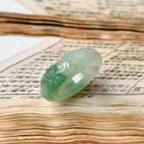 SOLD OUT: 17mm A-Grade Natural Jadeite Joseon Ring Band With Sakura Flowers Carving No.162290