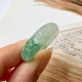 SOLD OUT: 17mm A-Grade Natural Jadeite Joseon Ring Band With Sakura Flowers Carving No.162290