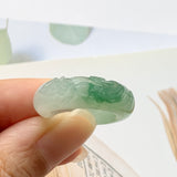 SOLD OUT: 17mm A-Grade Natural Jadeite Joseon Ring Band With Sakura Flowers Carving No.162290