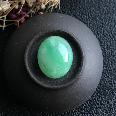 SOLD OUT: 17.35ct A-Grade Natural Green Jadeite Oval Cabochon No.130011