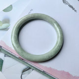 52.6mm A-Grade Natural Light Green Jadeite Traditional Round Bangle No.151955