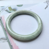 52.6mm A-Grade Natural Light Green Jadeite Traditional Round Bangle No.151955