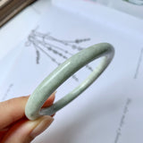 52.6mm A-Grade Natural Light Green Jadeite Traditional Round Bangle No.151955