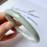 52.6mm A-Grade Natural Light Green Jadeite Traditional Round Bangle No.151955