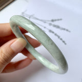 52.6mm A-Grade Natural Light Green Jadeite Traditional Round Bangle No.151955