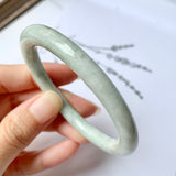 52.6mm A-Grade Natural Light Green Jadeite Traditional Round Bangle No.151955