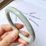 52.6mm A-Grade Natural Light Green Jadeite Traditional Round Bangle No.151955